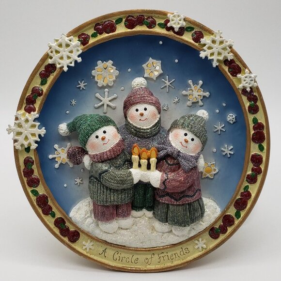 Snowmen A Circle of Friends Vintage Resin Lighted Christmas Decor Display - Picture 8 of 11
